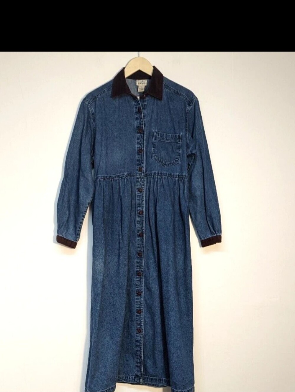 Laura Gayle Woman's Country Button-Front Midi Dress with Contrast Collar - Blue